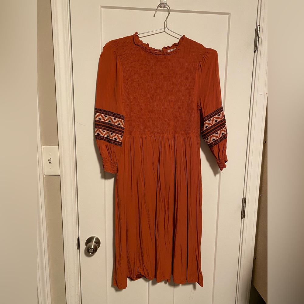 Rust Midi Dress